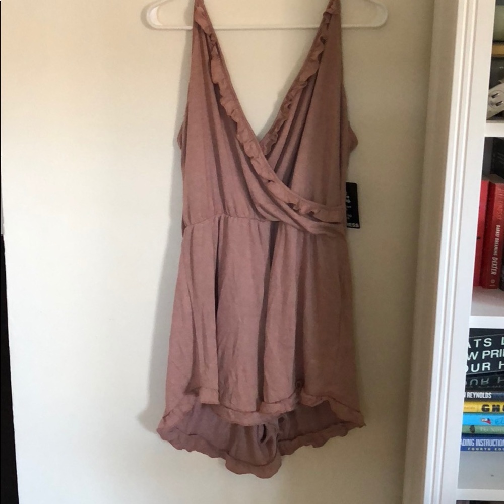 Express One Eleven Wrap Front Ruffle Romper